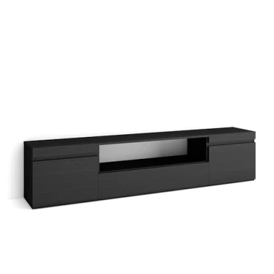 Abbildung von Skraut Home TV Schrank, Lowboard Für Wohnzimmer und Esszimmer 200x45x35cm Geräte bis zu 80&quot; Fernsehtisch Moderner Stil Schwarz