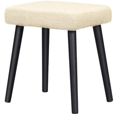 Abbildung von eSituro Sitzhocker Schminkhocker, Polsterhocker aus Teddystoff MDF, Hocker Schminktisch, für Ankleidezimmer Schlafzimmer Wohnzimmer, eckig, Beige