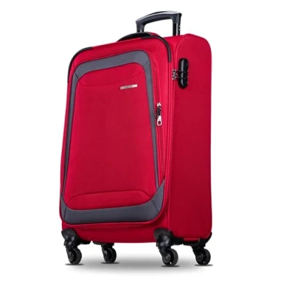 Abbildung von NOWI Korfu 360 Drehbarer Koffer Arretierbares Gestänge, 2 Vortaschen, Zahlenschloss, Geschäumte Front, 4 Rollen (rot, L)
