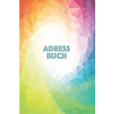 Abbildung von Adressbuch: Kontaktbuch zum Eintragen, für alle Adressen, Telefonnnummern, Mailadressen mit Geburtstagskalender buntes Polygon Design