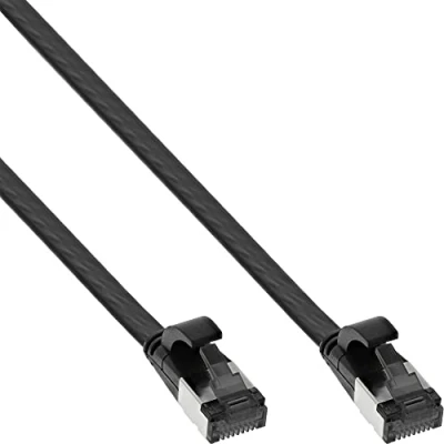Abbildung von InLine® Patchkabel flach, U/FTP, Cat.8.1, TPE halogenfrei, schwarz, 0,3m