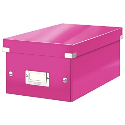 Abbildung von Leitz Click &amp; Store kleine längliche Aufbewahrungsbox, DVD Aufbewahrung, Ideal als Geschenkbox mit Deckel, Stapelbox aus hochwertiger Hartpappe laminierter Oberfläche, Pink, 60420023