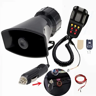 Abbildung von YIYIDA Car Horn Autohupe einfache Verbindung Schließen Sie den Zigarettenanzünder des Autos an 130db Alarm Hupe Auto Sirene mit Mikrofon PA Lautsprechersystem 7 Töne LKW für 12V Boot etc