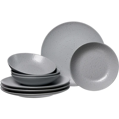 Abbildung von Ritzenhoff &amp; Breker Tafelservice &quot;Teller Set, Geschirr Set Kitwe&quot;, (Set, 8 tlg., 4 Speiseteller (28 cm Ø), Suppenschalen (20 Ø, 5 hoch), Reaktivglasur, jedes Stück ein Unikat, Teile, für Personen