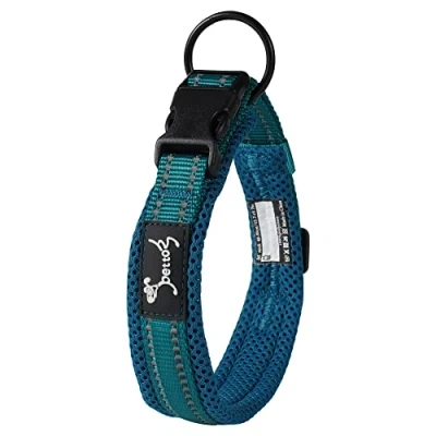 Abbildung von PETTOM Hundehalsband Verstellbare Nylon Hunde Halsband Atmungsaktives Reflektierend (Blau XS)
