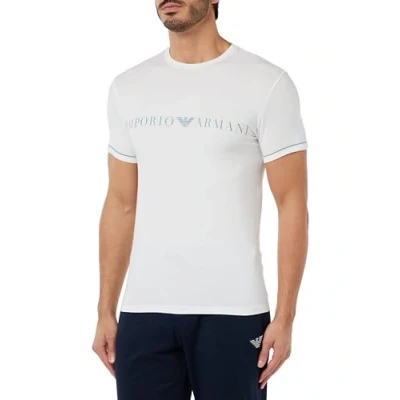 Abbildung von Emporio Armani Men&#039;s Crew Neck T Shirt Underlined Logo, White, X Large