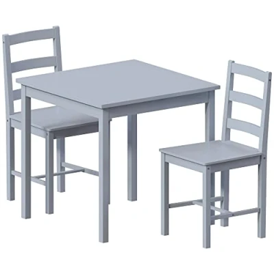 Abbildung von Vida Designs Yorkshire Esstisch und Stühle Set Küche Zuhause Möbel (grau, 2 Sitzer)