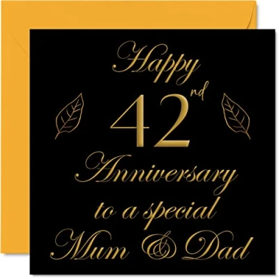 Abbildung von Stuff4 Grußkarten zum 42. Jahrestag für Papa, Eltern Special Mum &amp; Dad Happy 42 Wedding Anniversary Cards from Son Daughter Family, 145 mm x vierzig Jahrestage