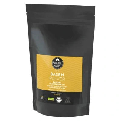 Abbildung von M. Reich 330 g BasenPulver mit ausgewählten pflanzlichen Zutaten Vegan und Bio Qualität Basisches Pflanzengranulat