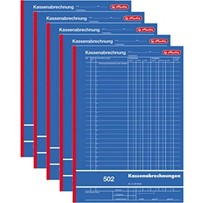 Abbildung von Herlitz 882415 Kassenabrechnungsbuch 502, Karton, A4, 2x50 Blatt blau (5)