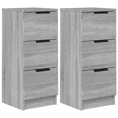 Abbildung von vidaXL 2X Sideboard Schubladen Schubladenschrank Kommode Anrichte Schrank Beistellschrank Mehrzweckschrank Grau Sonoma 30x30x70cm Holzwerkstoff