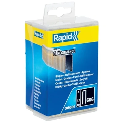 Abbildung von Rapid Tackerklammern Typ 606, 12mm Klammern, 3.600 Stk. Kunststoffbox, Schmalrückenklammern für Holz mit geharzte Oberfläche