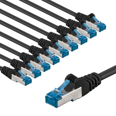 Abbildung von goobay 66046 CAT 6a Netzwerkkabel im 10er Set/Patchkabel geschirmt S/FTP/CU Ethernet Kabel, PiMF, LSZH/Cat Kabel mit 10Gbits / Schwarz 10x 3m