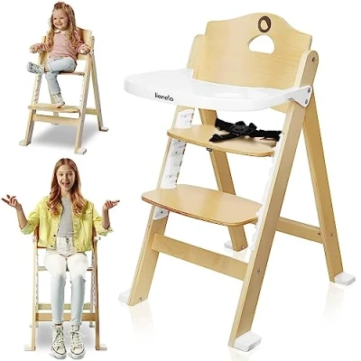 Abbildung von lionelo Hochstuhl Floris 3 in 1 (HOLZ), mit Gurt, Mitwachsender, höhenverstellbarer, HOLZ, bis 40kg