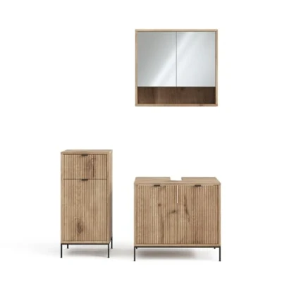 Abbildung von Vicco Badmöbel Set Eliza, Viking Oak, 3 Teile, mit Midischrank