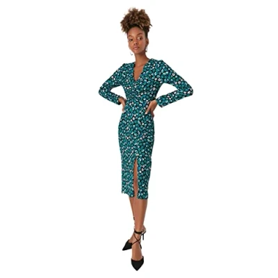 Abbildung von Trendyol Damen Woman Mini Shift Crew Neck Woven Dress Kleid, Schwarz, 36 EU
