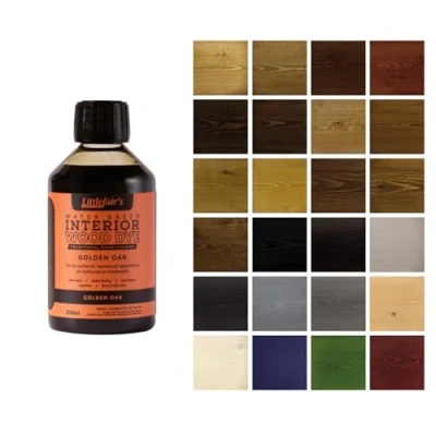Abbildung von Littlefair&#039;s Holzlasur 250ml Innen Holz Lasur Für Natürliche Holzmaserung Wasserbasierte Wood Stain Schnell Trocknend &amp; Umweltfreundlich Farbe: goldene Eiche