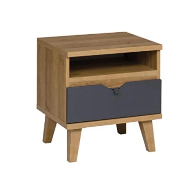 Abbildung von Mirjan24 Nachttisch Memone TM02 SNOC mit Schublade Nachtschrank Nachtkommode Nachtkonsole Beistelltisch Schlafzimmerkommode Kinderzimmer (Eiche Gold/Graphit)