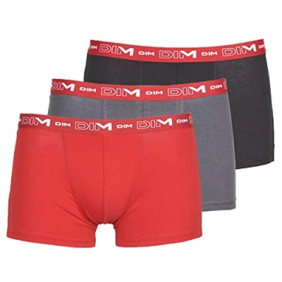 Abbildung von Dim Boxershorts Coton Stretch Aus Baumwolle Optimaler Halt Atmungsaktiv Multipack Herren x3 Bleigrau/Chilerot/Schwarz 7