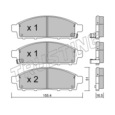 Abbildung von TRUSTING 807.0 Bremsbelagsatz mit akustischer Verschleißwarnung MITSUBISHI: L200 / Triton IV Pickup, Pritsche Fahrgestell