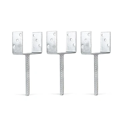 Abbildung von Alberts U Pfostenträger, (Set, 3 St.), feuerverzinkt, lichte Breite 141 mm, Länge Betonanker 200 mm