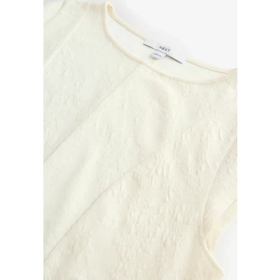 Abbildung von Next Regular FIT CAP Sleeve MIDI. Strickkleid, Damen, Größe: 38, Ecru white