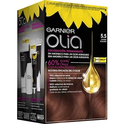 Abbildung von Garnier Olia Coloración Permanente Sin Amoniaco Para Un Olor Agradable Con Aceites Florales De Origen Natural Caoba 5.5