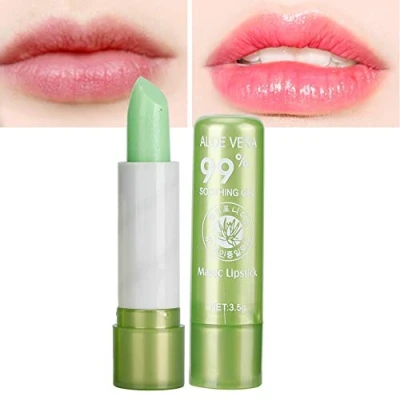 Abbildung von Aloe Vera Lippenstift, Lipgloss, Lippenstift Farbwechsel Lippenbalsam Feuchtigkeitsspendendes Beauty Tool