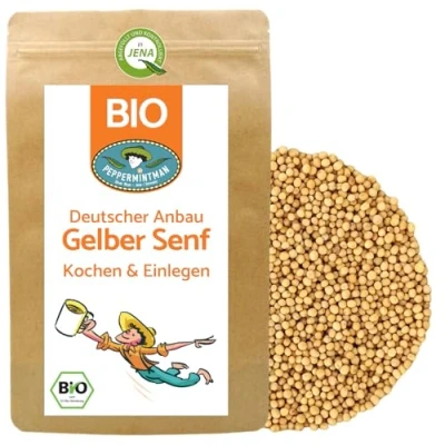 Abbildung von BIO Gelbe Senfkörner 500g Deutscher Anbau Weißer Senf Würzen &amp; herstellen PEPPERMINTMAN
