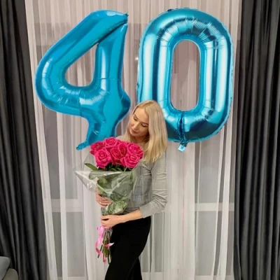 Abbildung von 40 Geburtstag Deko zahlen luftballon jahre Folienballon Blau für 40. Geburtstagsdeko Männer Frauen Ballon Zahl zum fliegt mit Helium 40.Geburtstagsparty 40&quot; 101cm