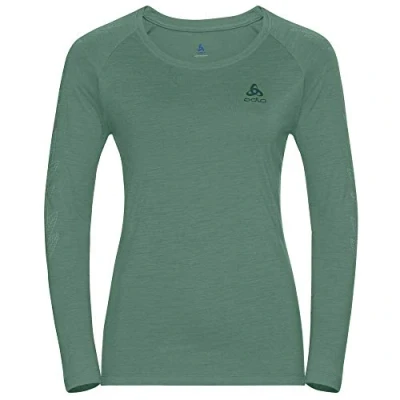 Abbildung von Odlo Damen Crew Neck Concord Sweatshirt, Grey Melange Leaves on Sleeve Print SS20, XS