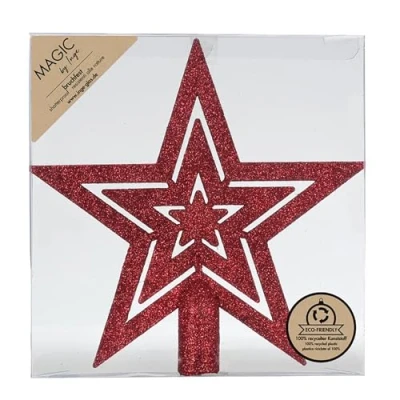 Abbildung von MAGIC by Inge Christbaumspitze, Christbaumspitze Stern 21,5cm Kunststoff mit Glitzer Morello Cherry