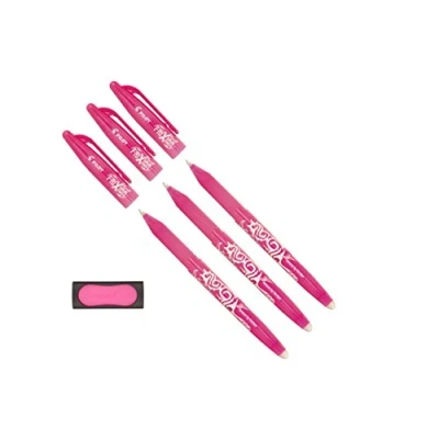 Abbildung von Pilot Tintenroller Frixion Ball, radierbar (3er Pack + Radierer, pink)