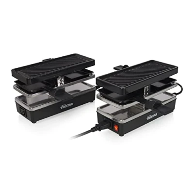 Abbildung von Tristar Raclette RA 2742, 4 Raclettepfännchen, Anschlussfähiges Set, Personen, schwarz