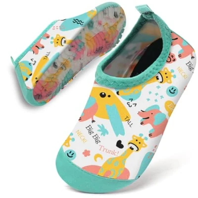 Abbildung von Badeschuhe Baby Kinder Wasserschuhe Schwimmschuhe Mädchen Strandschuhe Badesoken Kleinkind Aquaschuhe Barfuss Schuhe(Zoo,22/23)