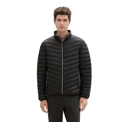 Abbildung von TOM TAILOR Herren 1041311 Lighweight Steppjacke mit Stehkragen, 29999 Black, XL