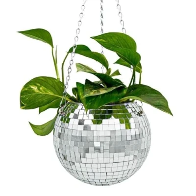 Abbildung von Mikamax Blumentopf Discokugel mit Kette zum Aufhängen