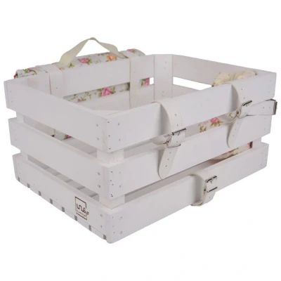 Abbildung von UNUS GARDEN Aufbewahrungsbox Fahrradkiste Picknick Holz (Weiß 40x30x20cm (LxBxH)