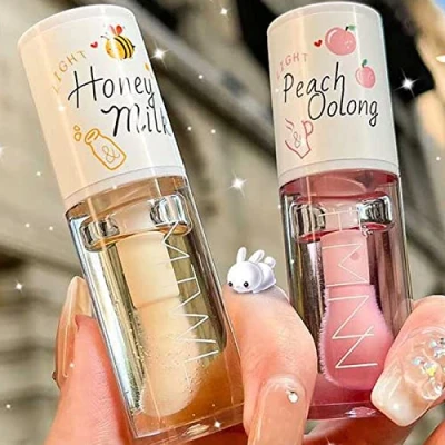 Abbildung von Crystal Jelly feuchtigkeitsspendendes Lippenöl, 2 Stück Lipgloss Set, auffüllendes Lippenöl feuchtigkeitsspendender Lippenbalsam