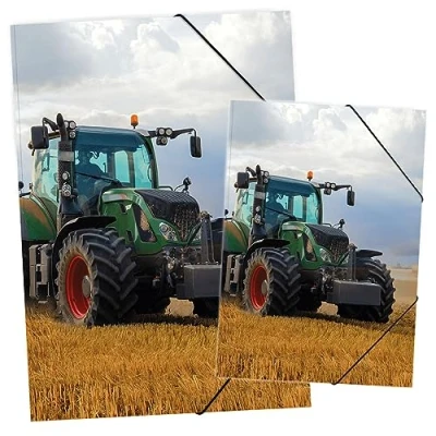 Abbildung von itenga Organisationsmappe Gummizugmappe Zeichenmappe A4 und A3 Motiv Traktor auf dem Feld