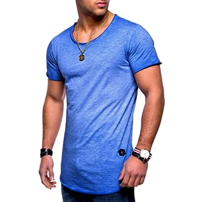 Abbildung von Rello &amp; Reese Herren Oversize T Shirt Crew Rundhals MT 7103 [Blau, XL]