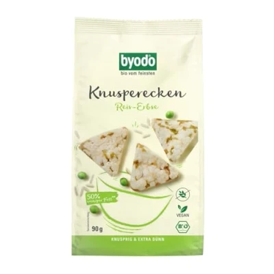 Abbildung von Knusperecken Reis Mais Erbse 90g Byodo Vegane Snacks, Glutenfrei, Ohne Zuckerzusatz, Ideal für Zwischendurch &amp; Lunchbox