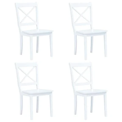 Abbildung von vidaXL Esszimmerstühle 4 STK., Esszimmerstuhl mit Rückenlehne, Essstuhl Küchenstuhl Ergonomisch, Stuhl Holzstuhl für Esszimmer Küche, Weiß Gummiholz Massivholz