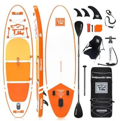 Abbildung von TIGERXBANG SUP Boards Stand Up Paddling Board 320x82x15cm, aufblasbare Paddle mit Doppelschläger Paddel, Kajak Sitz, Defender Pro Kollektion Orange