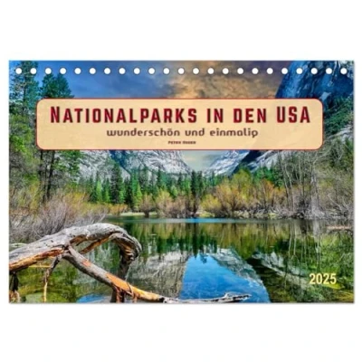 Abbildung von Nationalparks in den USA wunderschön und einmalig (Tischkalender 2025 DIN A5 quer), CALVENDO Monatskalender