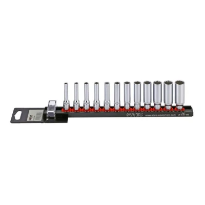 Abbildung von SONIC 101202 Steckschlüsseleinsatz Set 12 Zwölfkant Chrom Vanadium Stahl, Aluminium 1/4 Vierkant