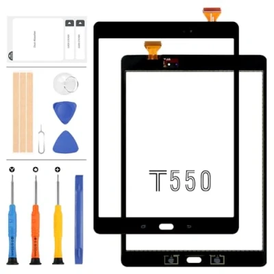 Abbildung von Touchscreen Digitizer für Samsung Galaxy Tab A 9,7 Zoll SM T550 T551 T555 Sensor Glas Objektiv Ersatz Reparatur Sets (LCD nicht enthalten) mit Werkzeug (schwarz)