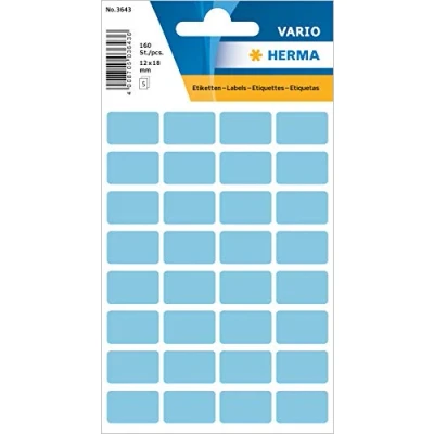 Abbildung von HERMA 3643 Vielzweck Etiketten, 160 Stück, 12 x 18 mm, 32 pro Bogen, selbstklebend, Haushaltsetiketten zum Beschriften für Kalender Planer Basteln, matt, blanko Papier Klebeetiketten Aufkleber, blau