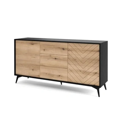 Abbildung von Selsey Boulia Sideboard, Holzwerkstoff Metall, Schwarz, 154 cm breit