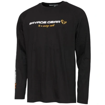 Abbildung von Savage Gear Signature Logo Long Sleeve T Shirt Black Caviar L Viskleding